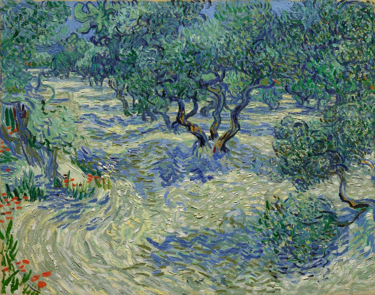 saltamontes incrustado en una pintura de Van Gogh
