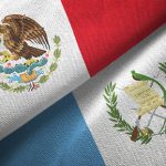 Guatemala and Mexico flag together realtions textile cloth fabric texture